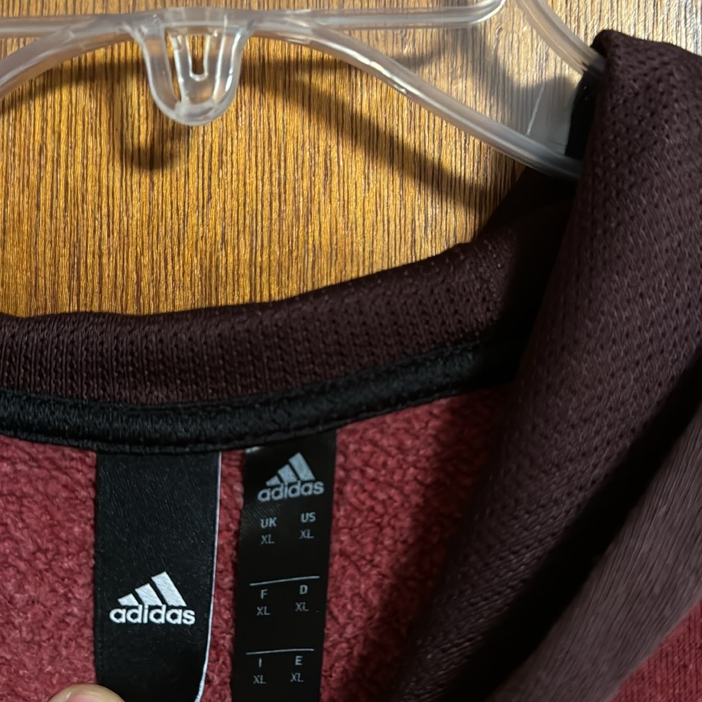 Maroon Adidas Hoodie, Size XL - Picture 3 of 5